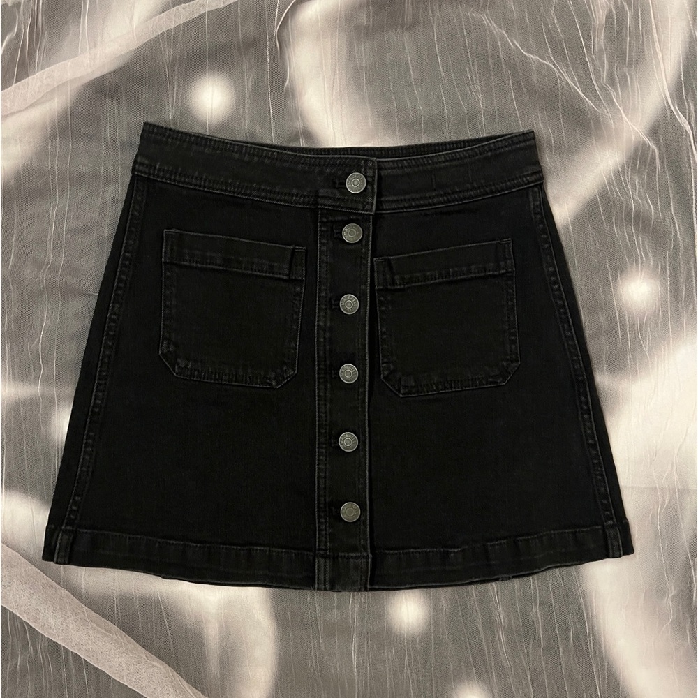 Madewell Stretch Denim A-line Mini Skirt with Patch Pockets Size 00